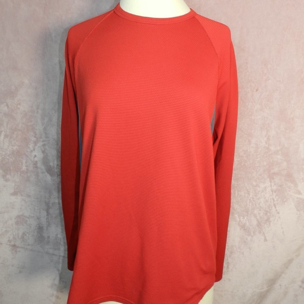 Nike Mens Red And Dark Grey Workout Athletic Loose Long Sleeve Shirt Size Small